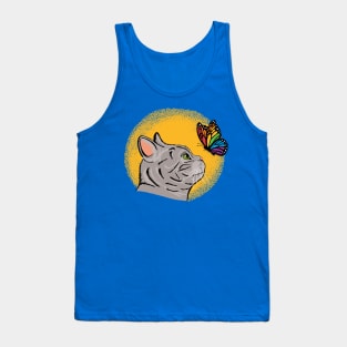 Cat with Rainbow Butterfly Tank Top